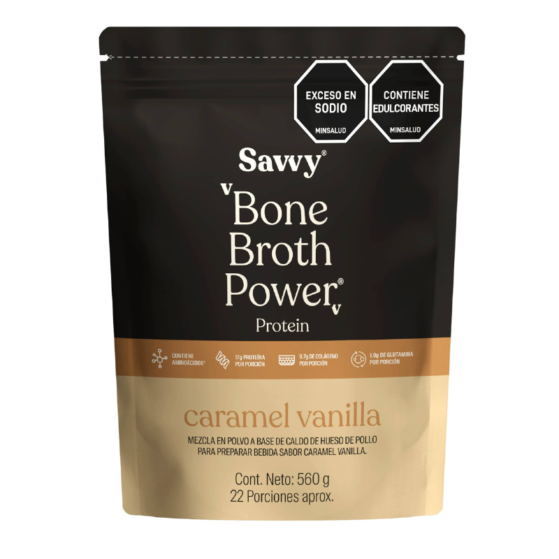 Bone Broth Power Caramel Vanilla 560 gr Savvy Proteina